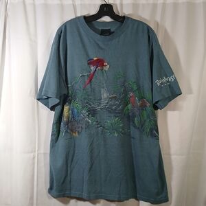 Habitat Rainforest Cafe Parrots XCIV XL Teal Blue T-Shirt Embroidered Unisex